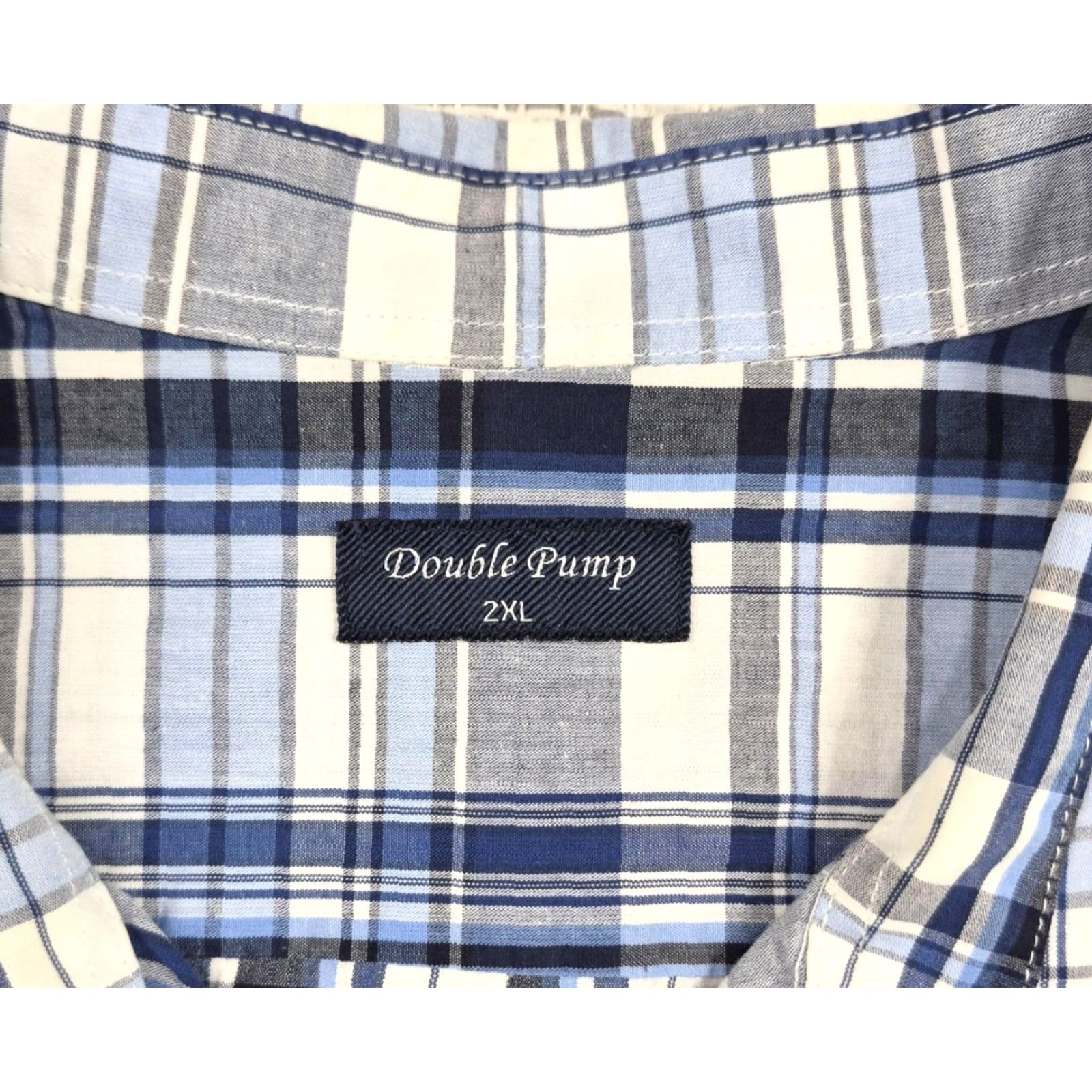 Doublet Double Pump Shirt Mens 2XL Blue Plaid Long Sleeve Western Pearl Snap Cowboy Shirt Size US XXL / EU 58 / 5 - 5 Thumbnail