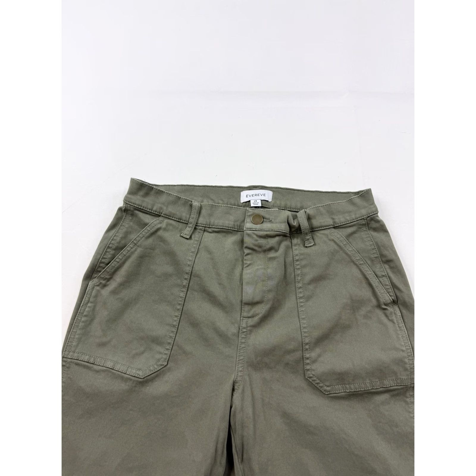 Vintage EVEREVE Pants Womens 28 Green Chino Straight Leg Twill Adjustable Hem Casual Size 28" / US 6 / IT 42 - 3 Thumbnail