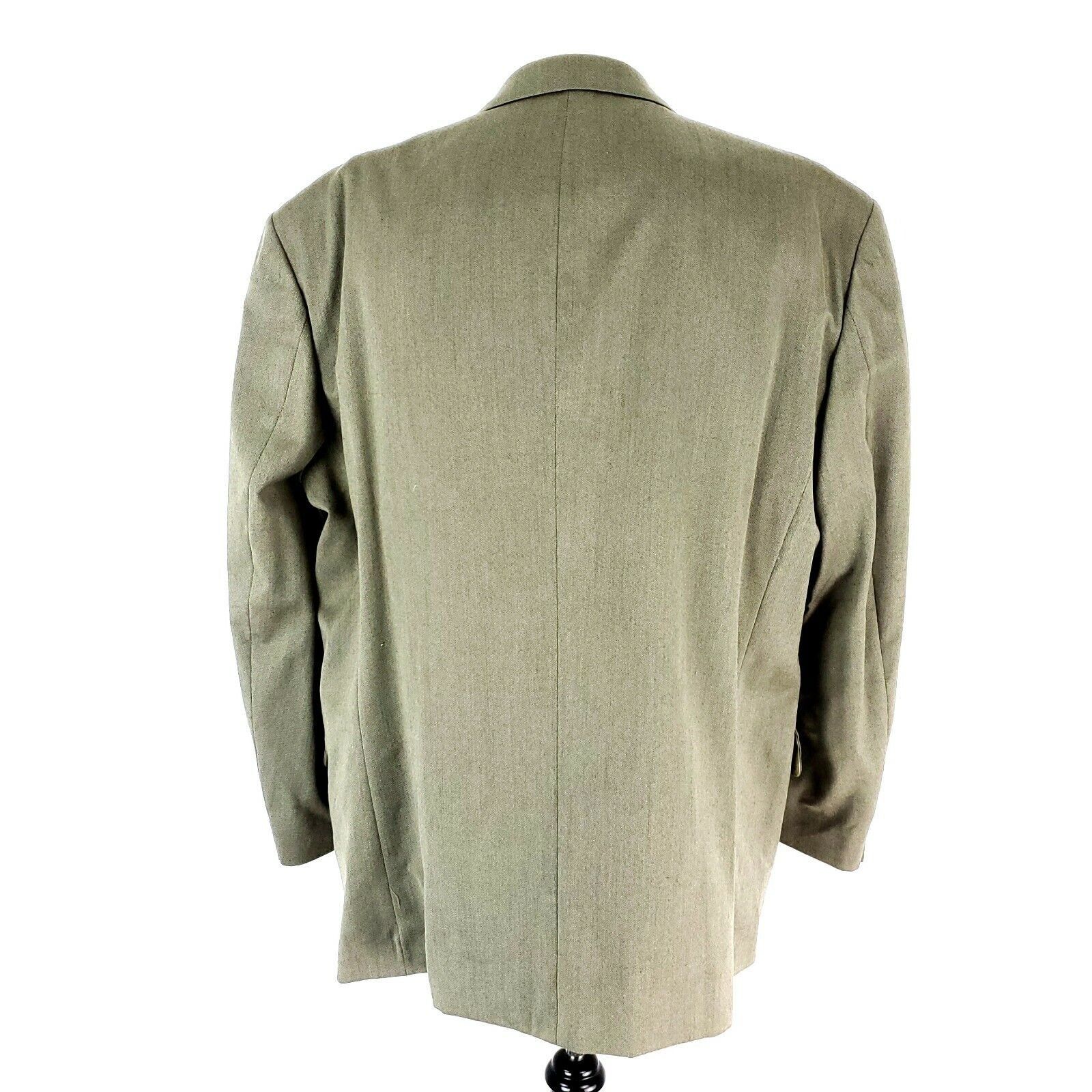 Oscar De La Renta Oscar De La Renta Wool 2 Button Blazer 46R Tan Herringbone S Size 46R - 6 Thumbnail