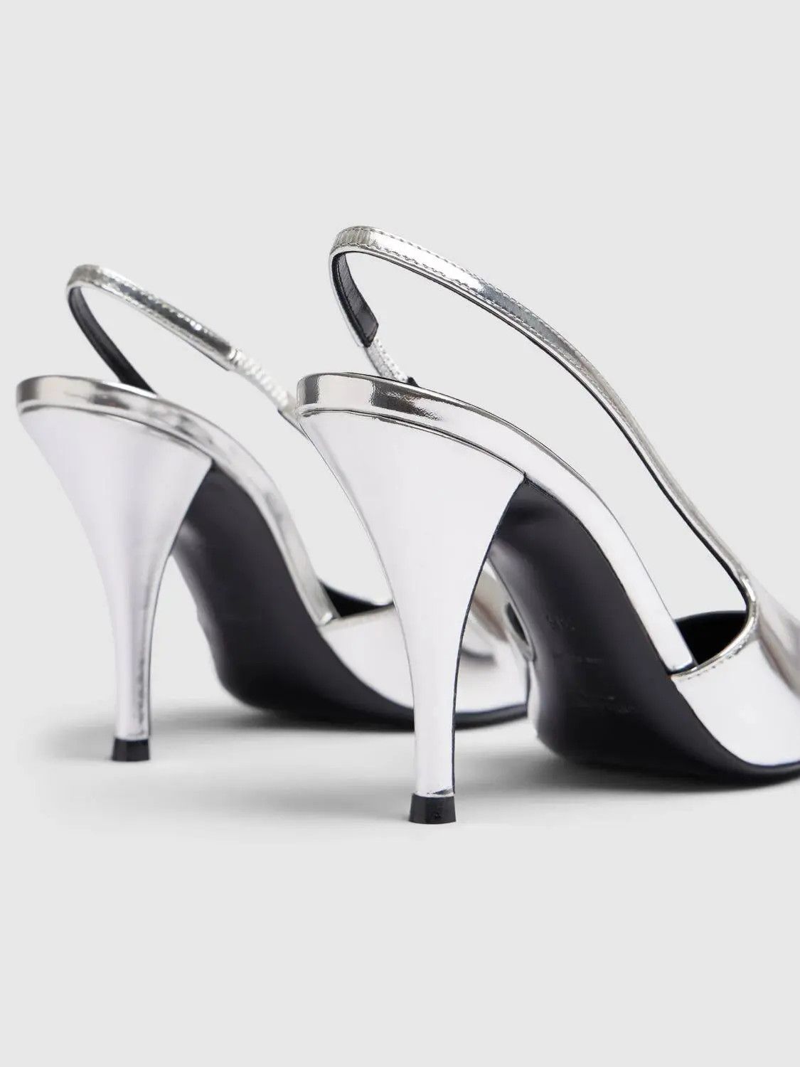 Saint Laurent Paris o1b1hav111224 Blade Slingback Pumps Mirrored Leather Silver Size US 10.5 / IT 40.5 - 3 Thumbnail