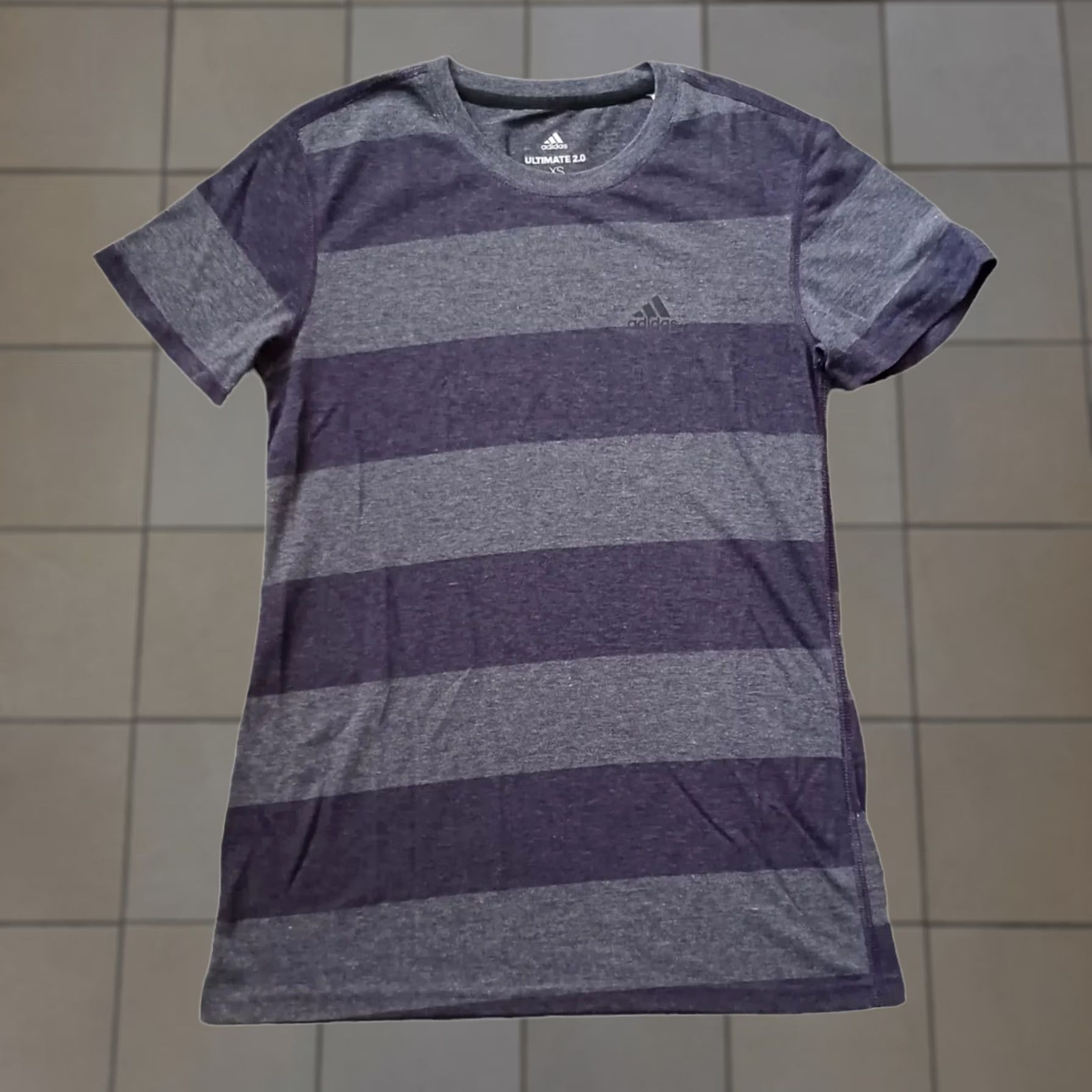 Adidas Adidas Womens T Shirt XS Gray Heather Charcoal Striped Ultimate 2.0 Short Sleeve Crew Neck Pullover Activewear Casual Travel Womens XS Gray Size XS / US 0-2 / IT 36-38 - 1 Thumbnail