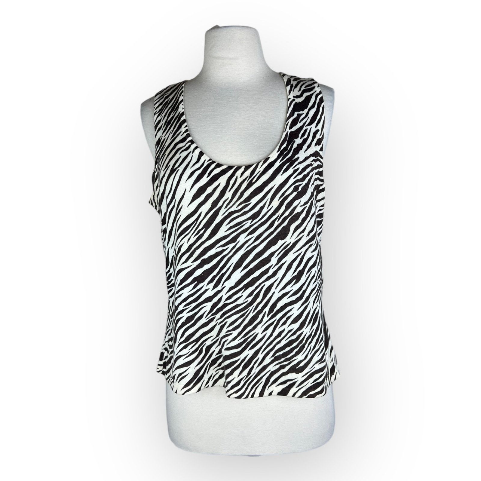 Liz Claiborne Liz Claiborne | Vintage Knit Tank Top Zebra Print | Size 10 Size L / US 10 / IT 46 - 1 Thumbnail