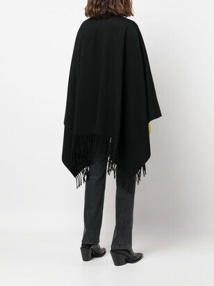 Pinko NEW Pinko Fringed 100% Wool Poncho Relaxed Fit Black Size ONE SIZE - 2 Thumbnail