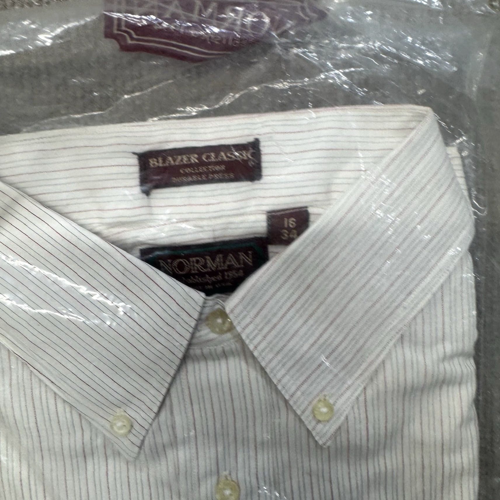 Vintage VINTAGE Norman Dress Shirt Mens Button-Down Check Stripe 16 White NOS Size 42R - 3 Thumbnail