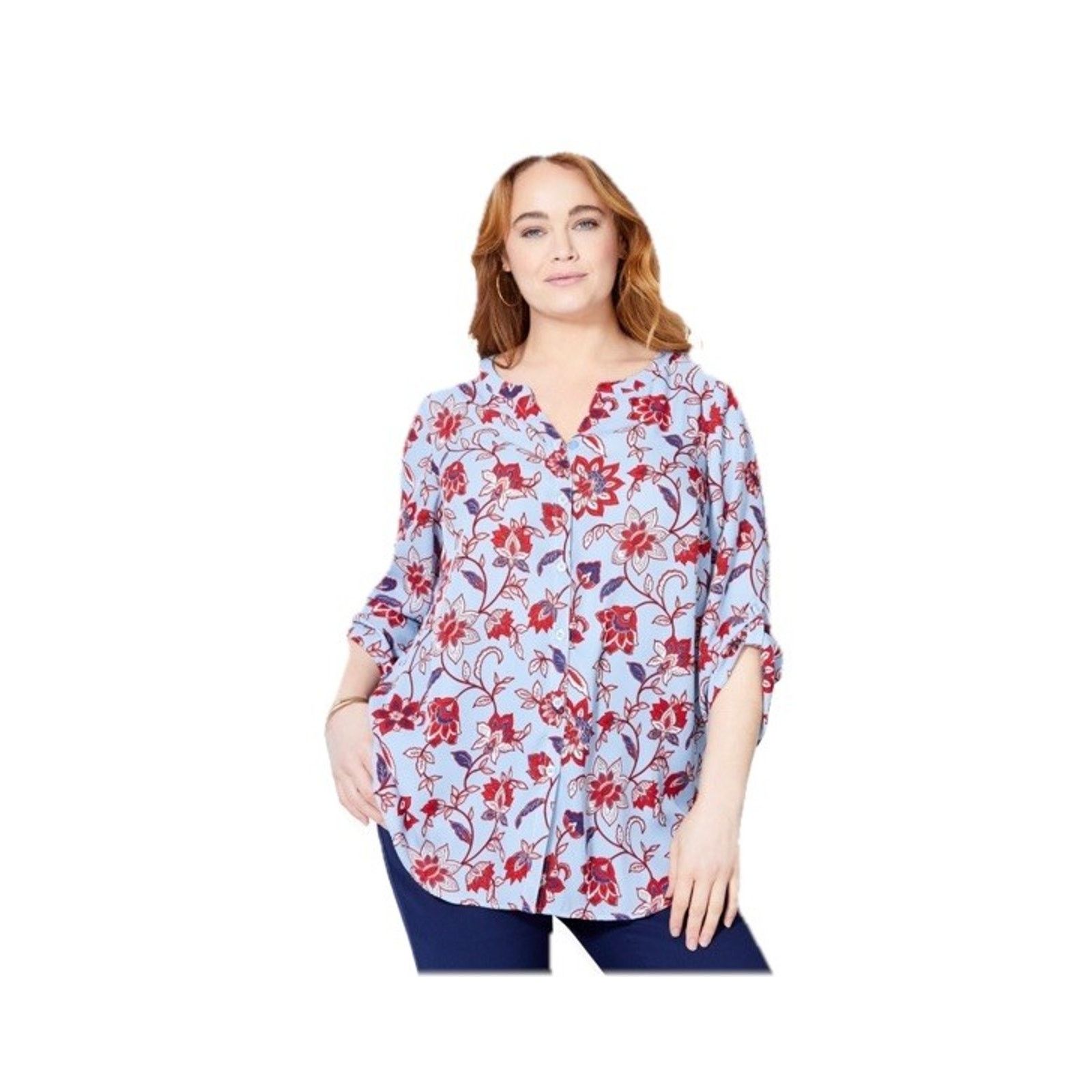 Other Catherines Women's Blouse Breezeway Blue Paisley Georgette Size XXL / US 16-18 / IT 52-54 - 1 Thumbnail