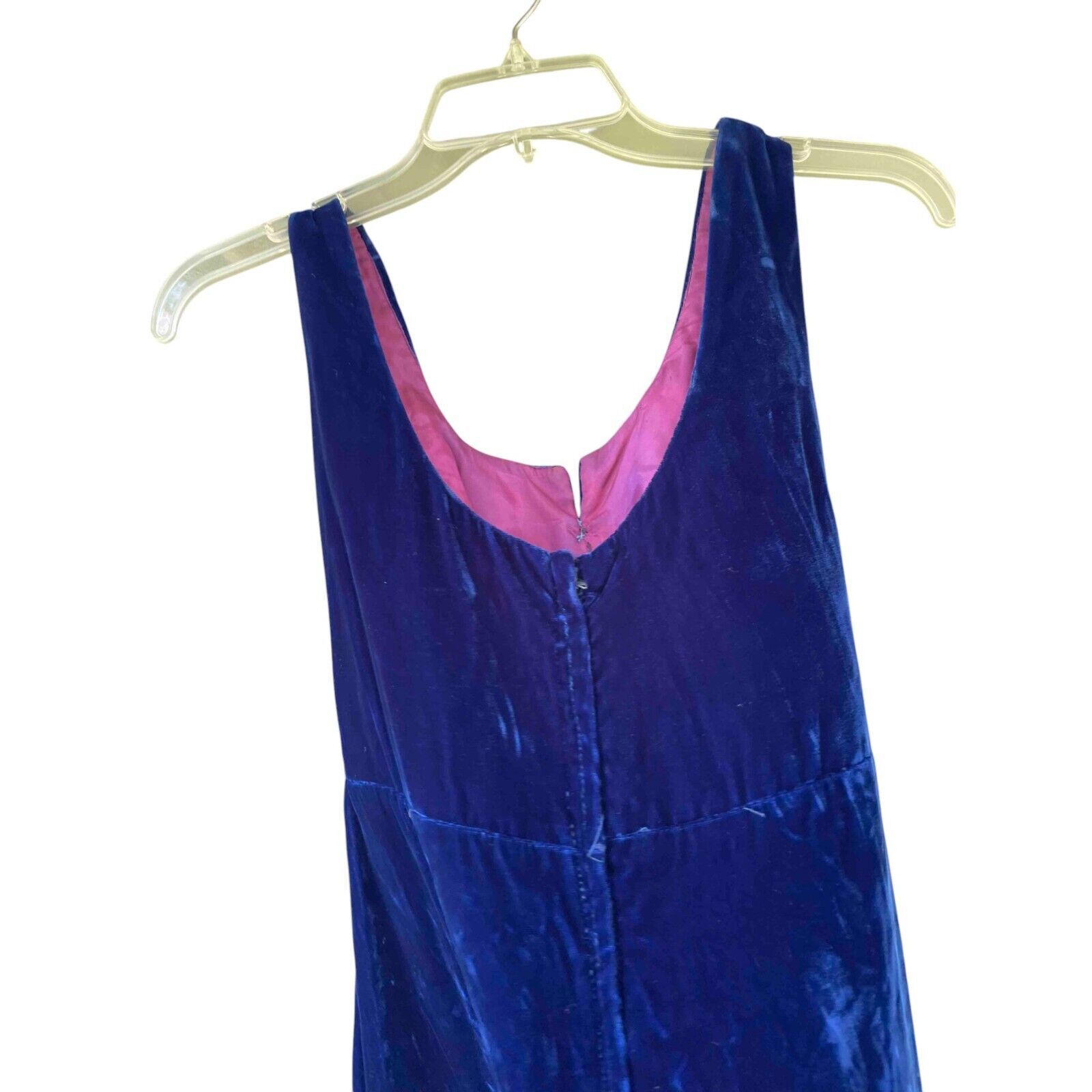 Other 1970's Vintage ILGWU Crushed Velvet Sleeveless Blue Dress Size XS / US 0-2 / IT 36-38 - 7 Thumbnail