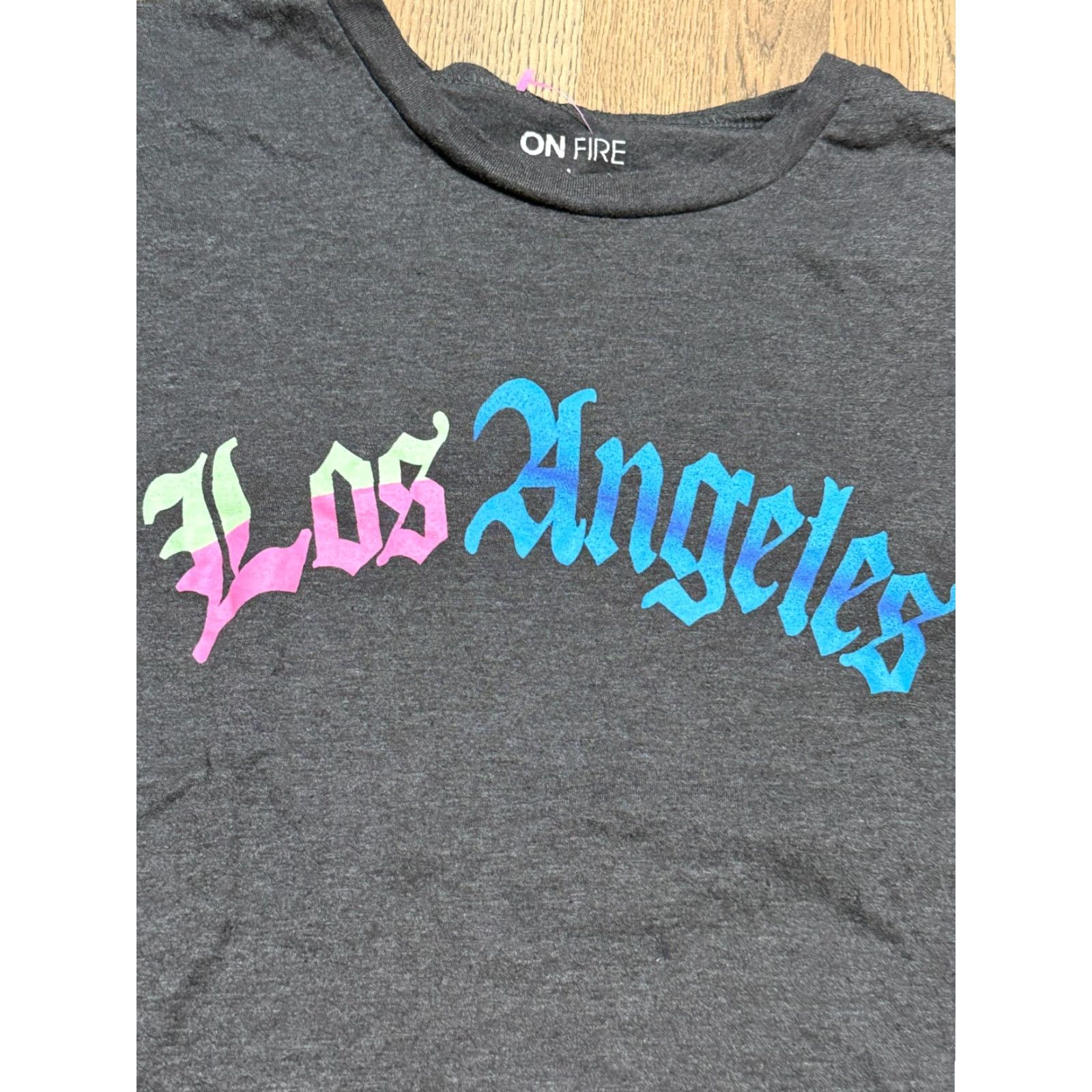 Vintage On Fire Shirt Women's Large Gray Los Angeles Graphic Print T-Shirt Size L / US 10 / IT 46 - 5 Thumbnail