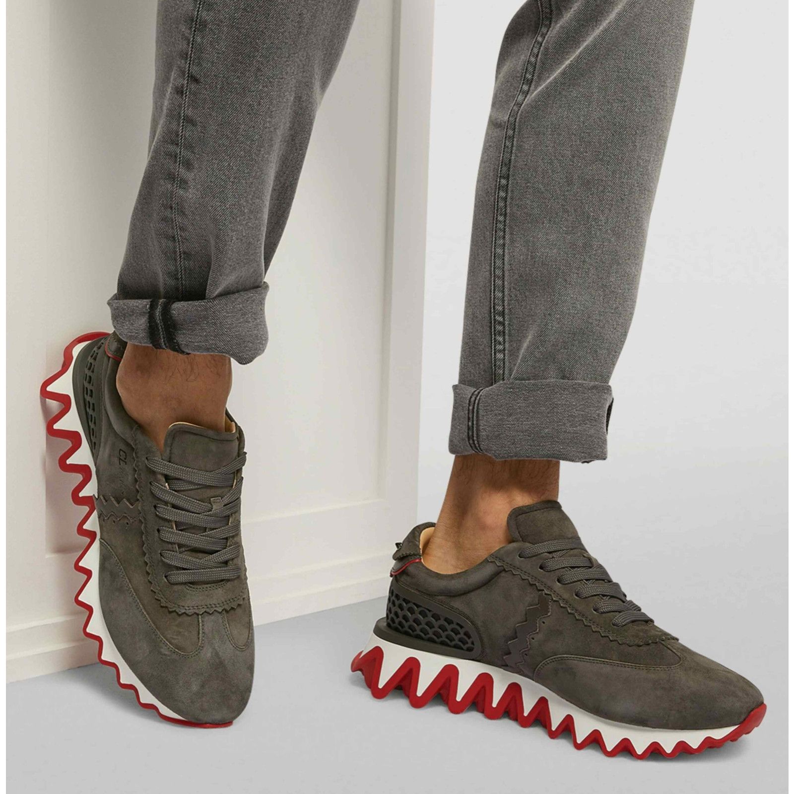 Christian Louboutin Christian Louboutin Mens Loubishark Flat Ombre Brown Suede Size US 8 / EU 41 - 4 Thumbnail