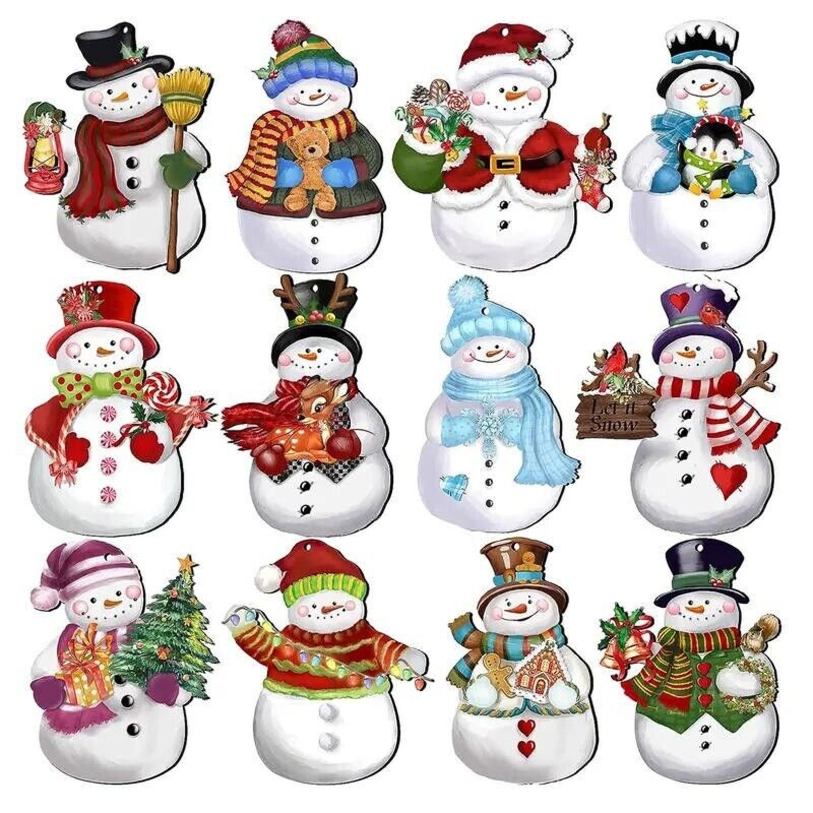 Other Wooden Christmas Ornaments • 24pcs Snowmen • Window Décor Size ONE SIZE - 7 Thumbnail