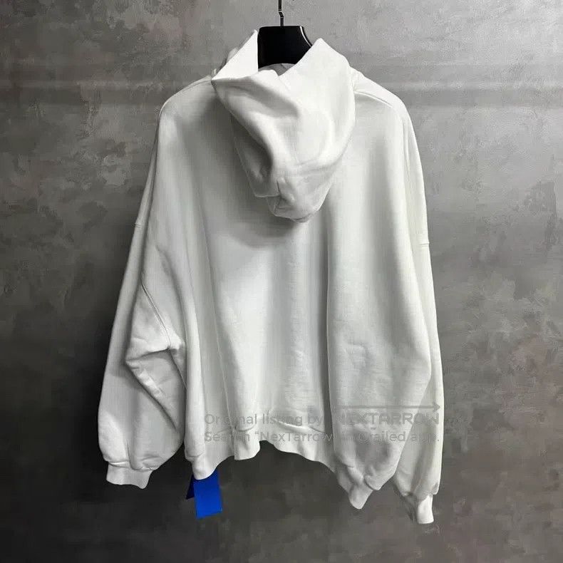 Balenciaga Balenciaga White Logo Letter Printed Hooded Sweatshirt Size US L / EU 52-54 / 3 - 2 Thumbnail