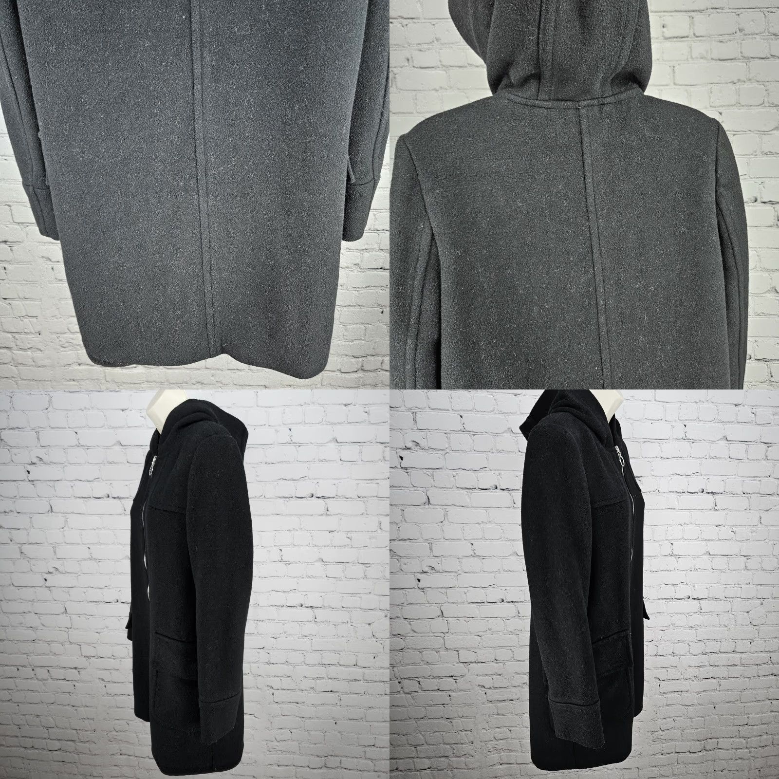 Ann Taylor Ann Taylor Black Wool Blend Hooded Full Zip Cargo Pockets Utility Coat 4 Size S / US 4 / IT 40 - 9 Thumbnail