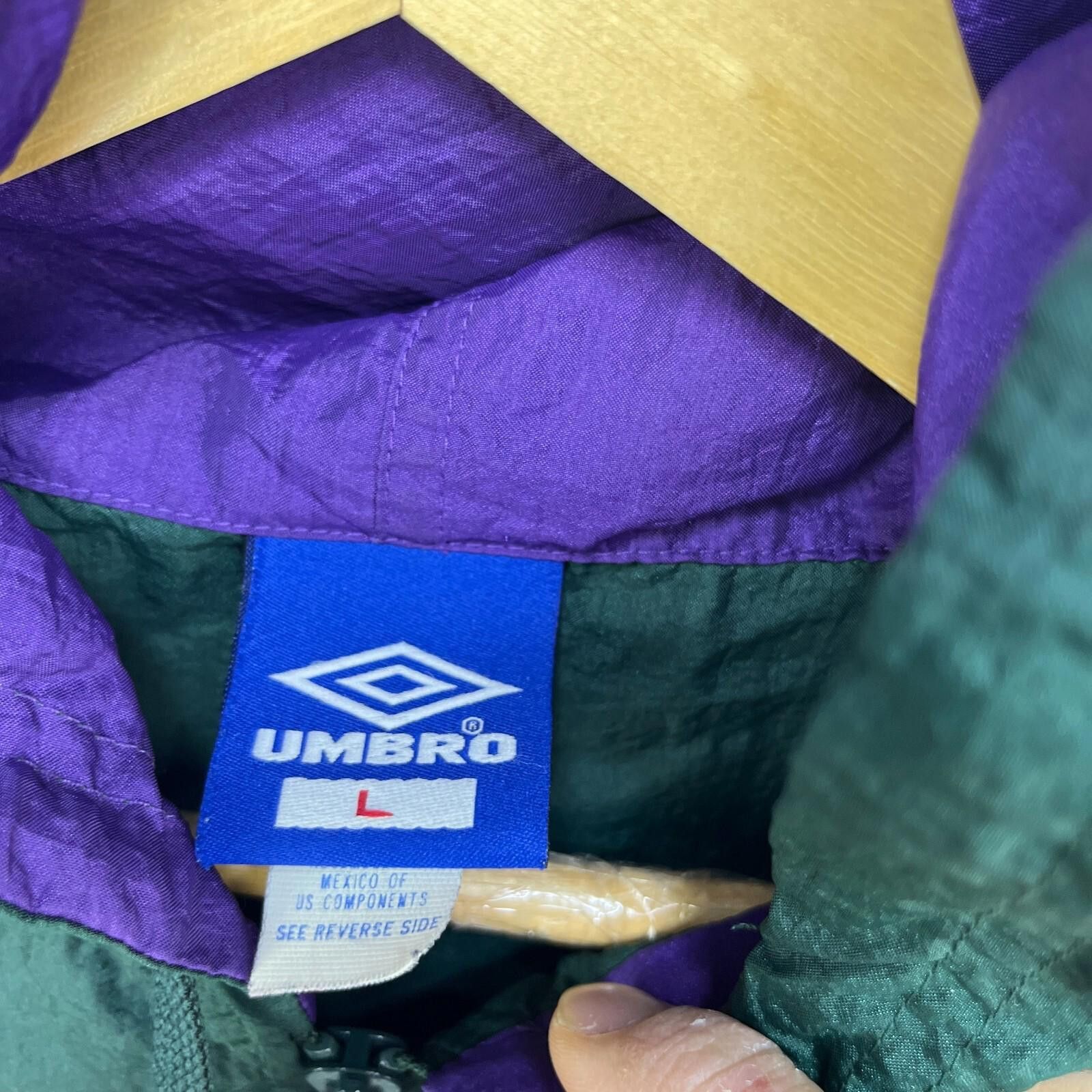 Umbro Vintage 90s Umbro Windbreaker Jacket Large Hooded Soccer Size US L / EU 52-54 / 3 - 4 Thumbnail
