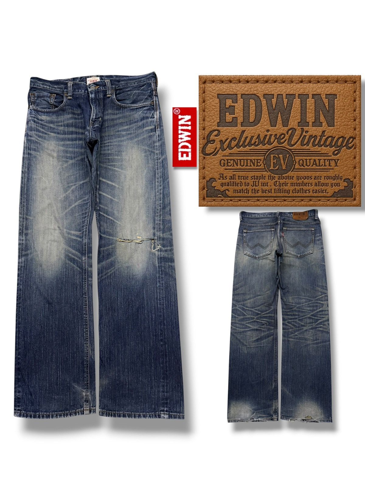Edwin Vintage Edwin 404 XV Japan Denim Jeans | Loose Straight W35 Size US 35 - 1 Thumbnail