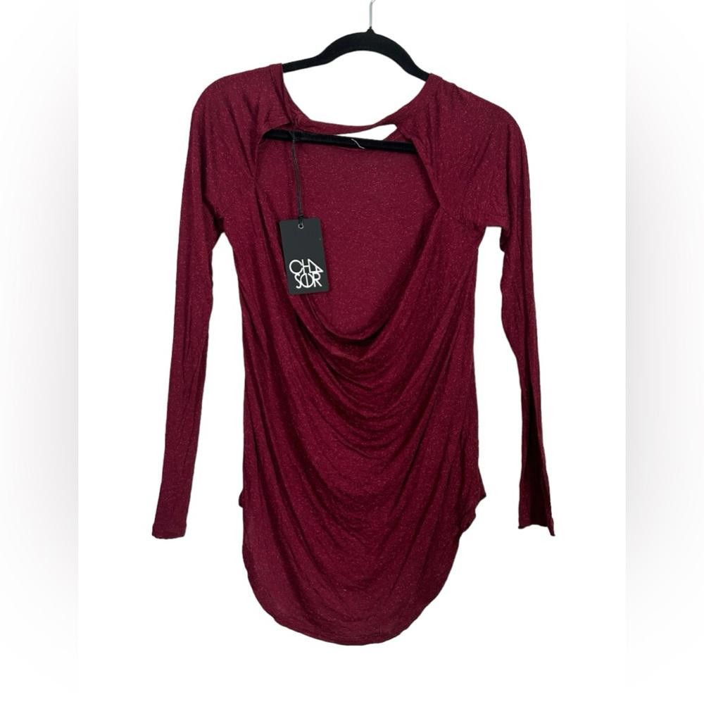 Chase Authentics Chaser l NWT Maroon Open Back Long Sleeve Top Small Size S / US 4 / IT 40 - 2 Thumbnail