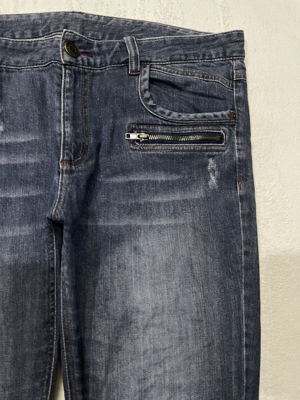 Japanese Brand Vintage Faded Distress Dark Blue Jeans Size US 38 / EU 54 - 4 Thumbnail
