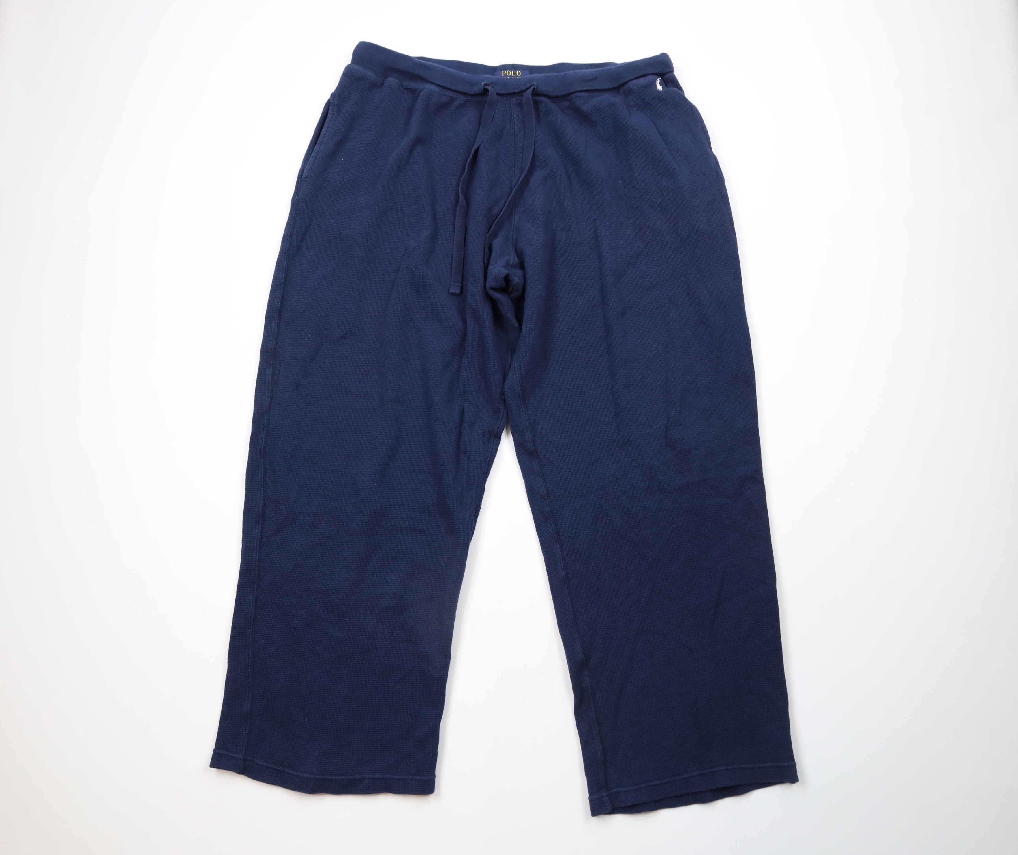 Ralph Lauren Vintage Ralph Lauren Thermal Waffle Knit Wide Leg Pants Blue Size US 38 / EU 54 - 1 Thumbnail