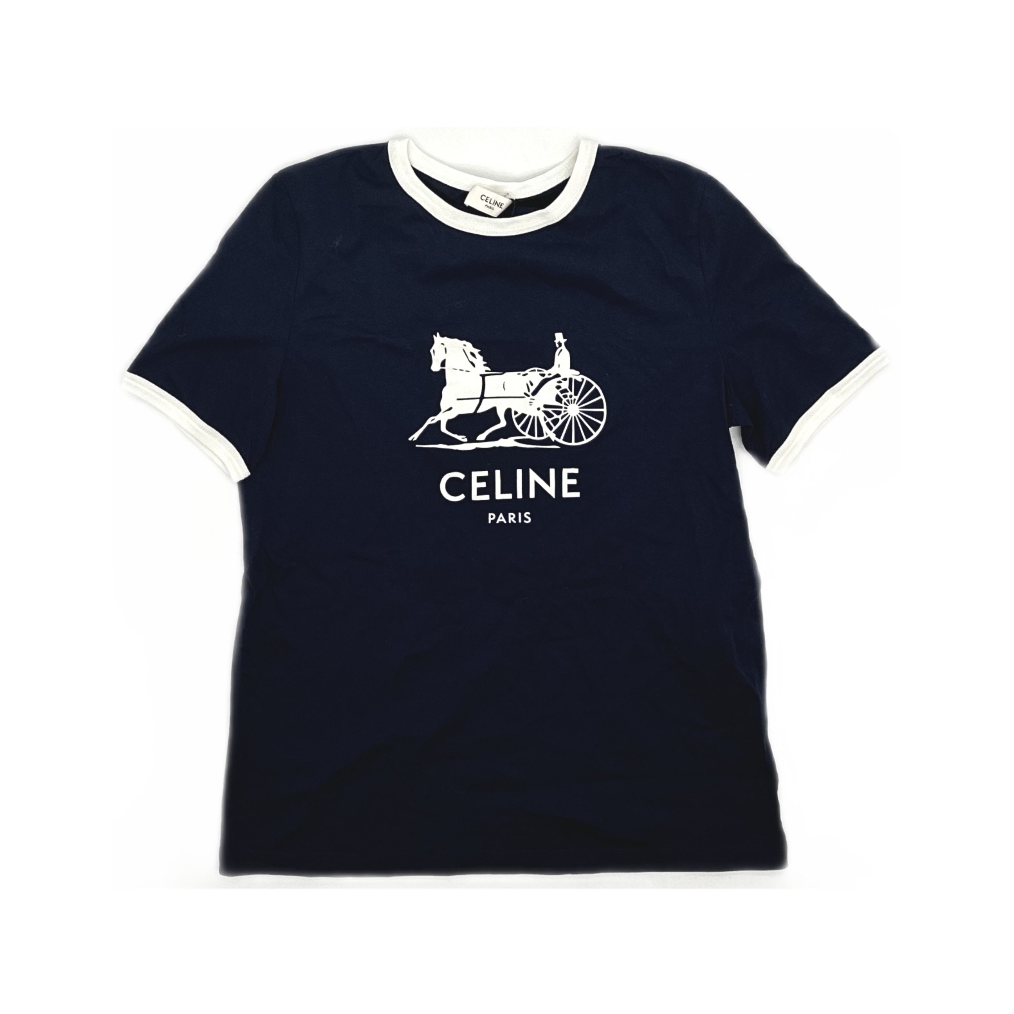 Celine Celine Horse Carriage Logo Ringer T-Shirt Size S Size S / US 4 / IT 40 - 1 Thumbnail