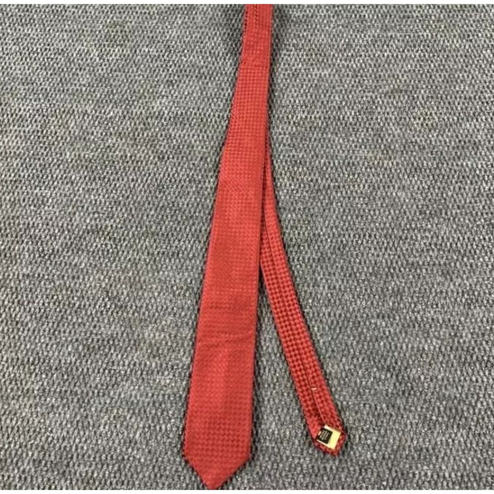 Countess Mara Countess Mara Men’s Luxury Red Woven 100% Silk Tie EUC Embroidered Crown Logo Size ONE SIZE - 3 Thumbnail