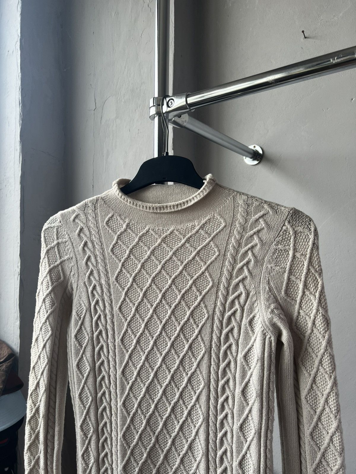 Max Mara Max Mara Cream Cable Knit Aran sweater dress wool blend Size S / US 4 / IT 40 - 4 Thumbnail