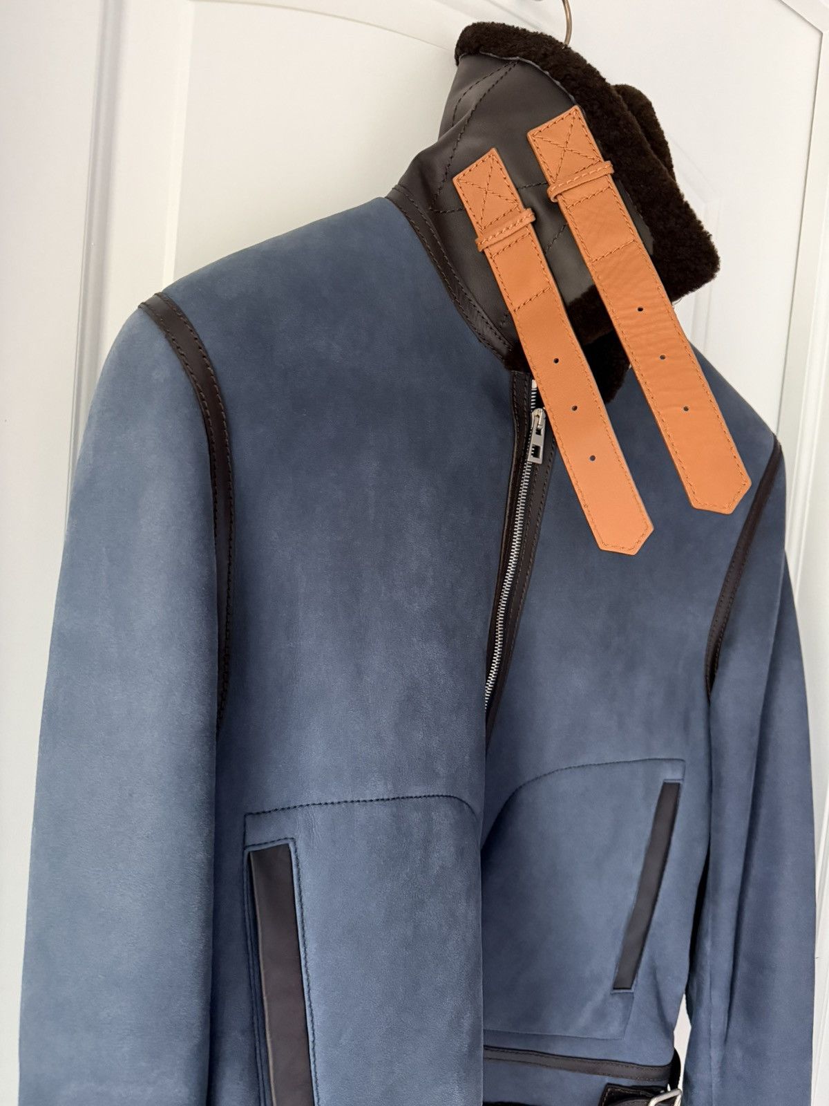 Loewe Loewe Blue Leather Brown Shearling Jacket Size US L / EU 52-54 / 3 - 10 Thumbnail
