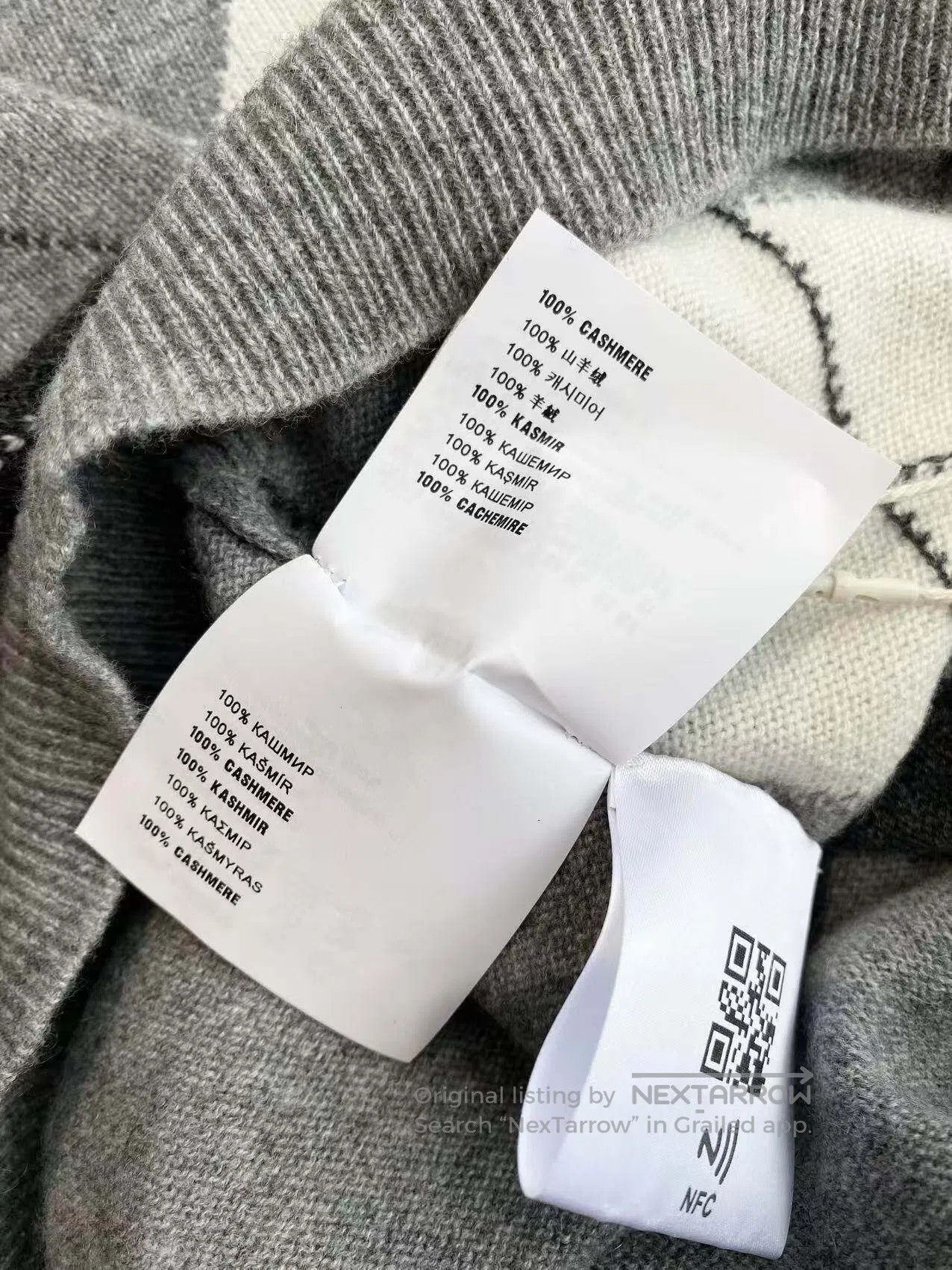Miu Miu Miu Miu 23SS grey rhombus cashmere sweater| Size XXS / US 00 / IT 34 - 6 Thumbnail