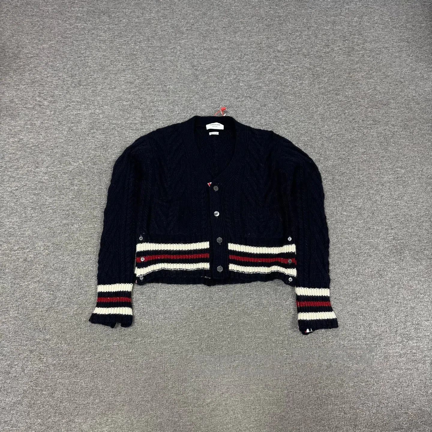 Thom Browne Thom Browne size 4 Striped wool knitted cardigan with a pla Size XL / US 12-14 / IT 48-50 - 2 Thumbnail