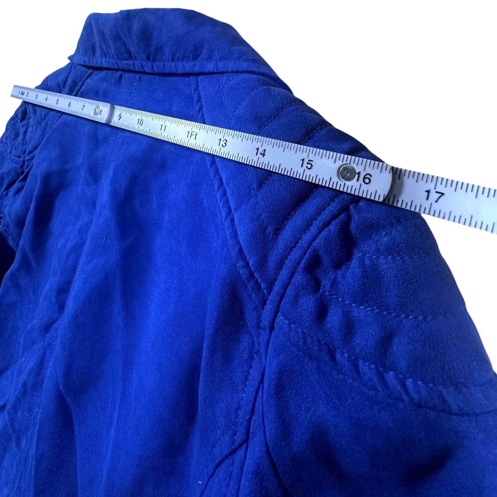 H&M DIVIDED by H&M Blue Faux Suede Moto Jacket Size 12 Women's Size XL / US 12-14 / IT 48-50 - 7 Thumbnail