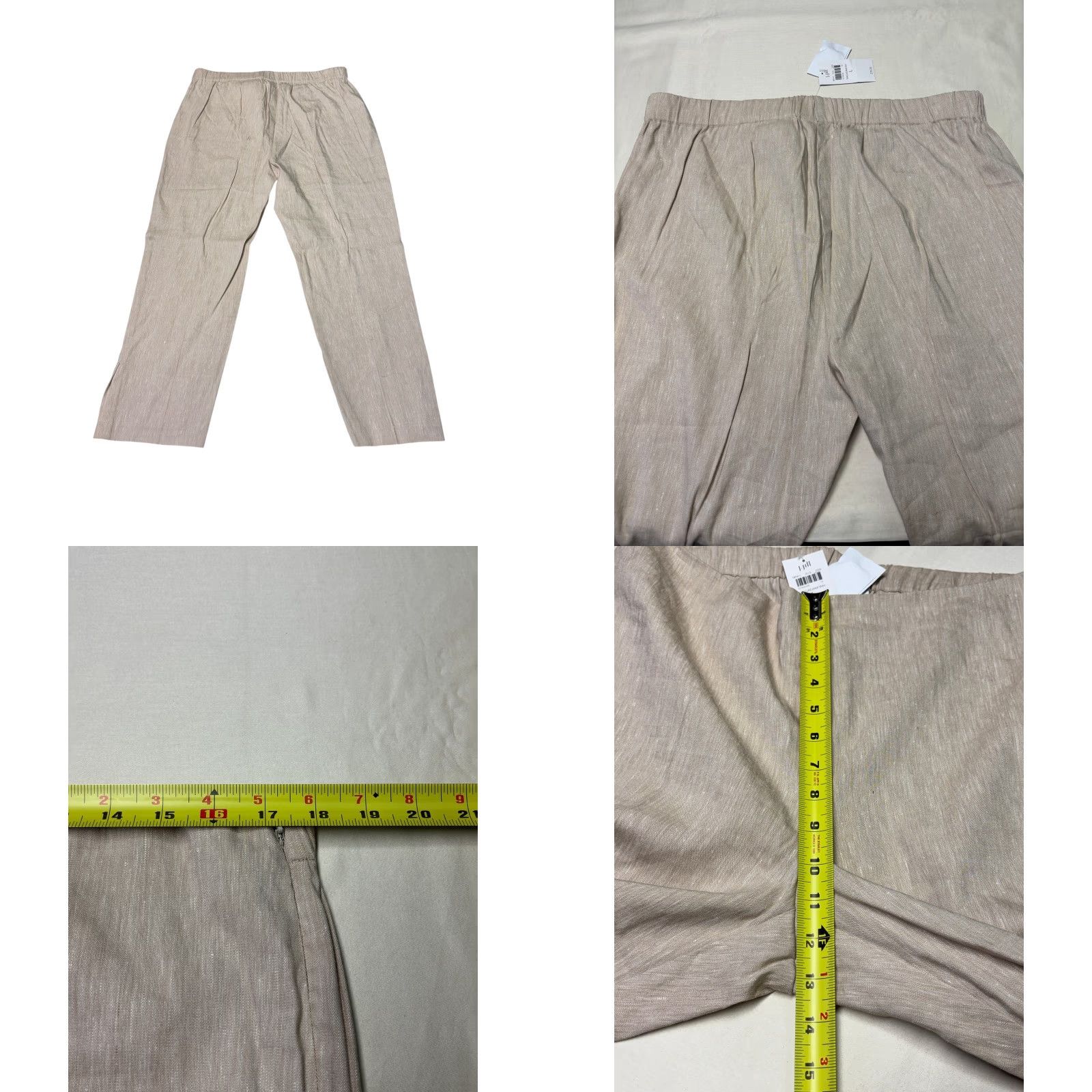 J. Jill NWT J. Jill Linen Stretch Pants Macadam Beige Side Zip Button Ankle Large Size 36" / US 14 / IT 50 - 8 Thumbnail