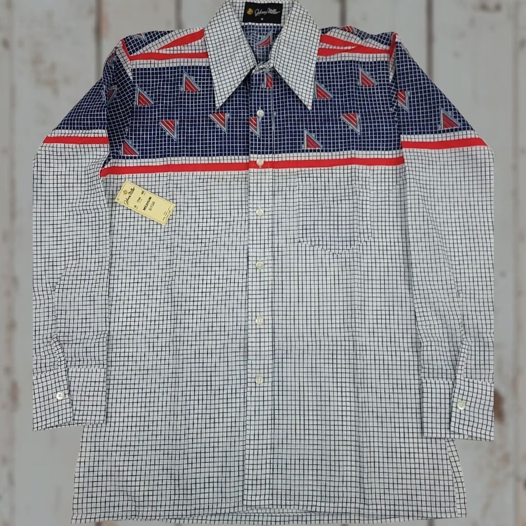 Sears VINTAGE Johnny Miller Shirt Rare Deadstock NWT Pattern Sears USA 70s Disco Golf Size US M / EU 48-50 / 2 - 1 Thumbnail