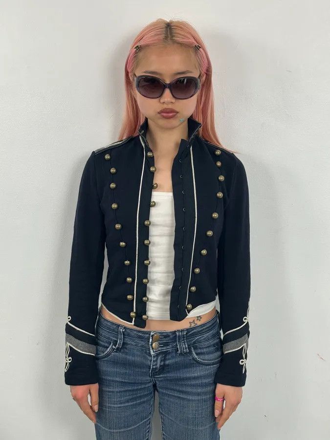 Vintage 2010s Ralph Lauren Navy Embellished Buttoned Officer Jacket Size XS / US 0-2 / IT 36-38 - 2 Thumbnail