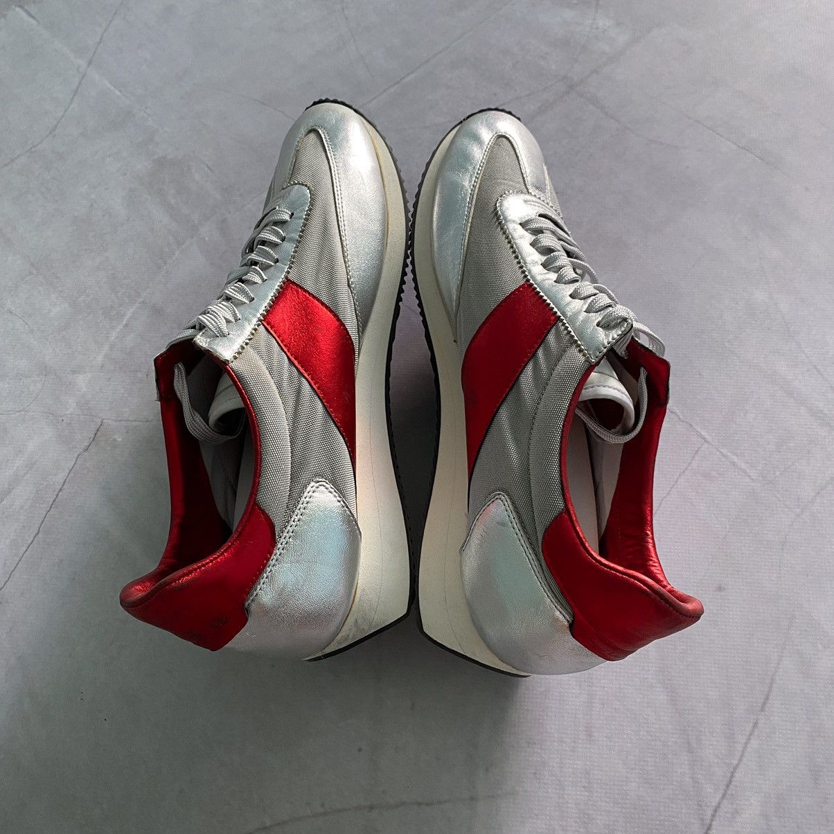 Designer × Saint Laurent Paris Saint Laurent Paris Silver/Red Sneakers Shoes Size US 12 / EU 45 - 4 Thumbnail