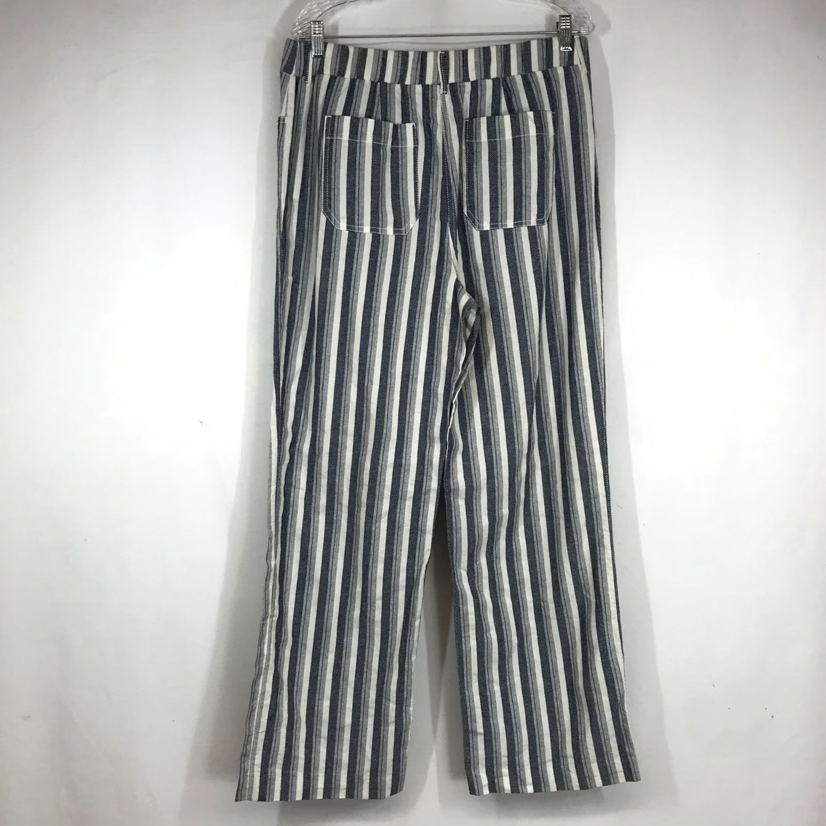 Vintage Chicos Cotton Pants Relaxed Fit Wide Leg Striped Blue White Size 1.5 Regular Womens Size 30" / US 8 / IT 44 - 4 Thumbnail