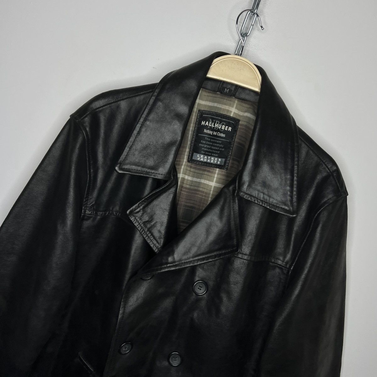 Vintage Vintage Heavy Genuine Leather Coat Double Breasted Black 90s Size US M / EU 48-50 / 2 - 4 Thumbnail
