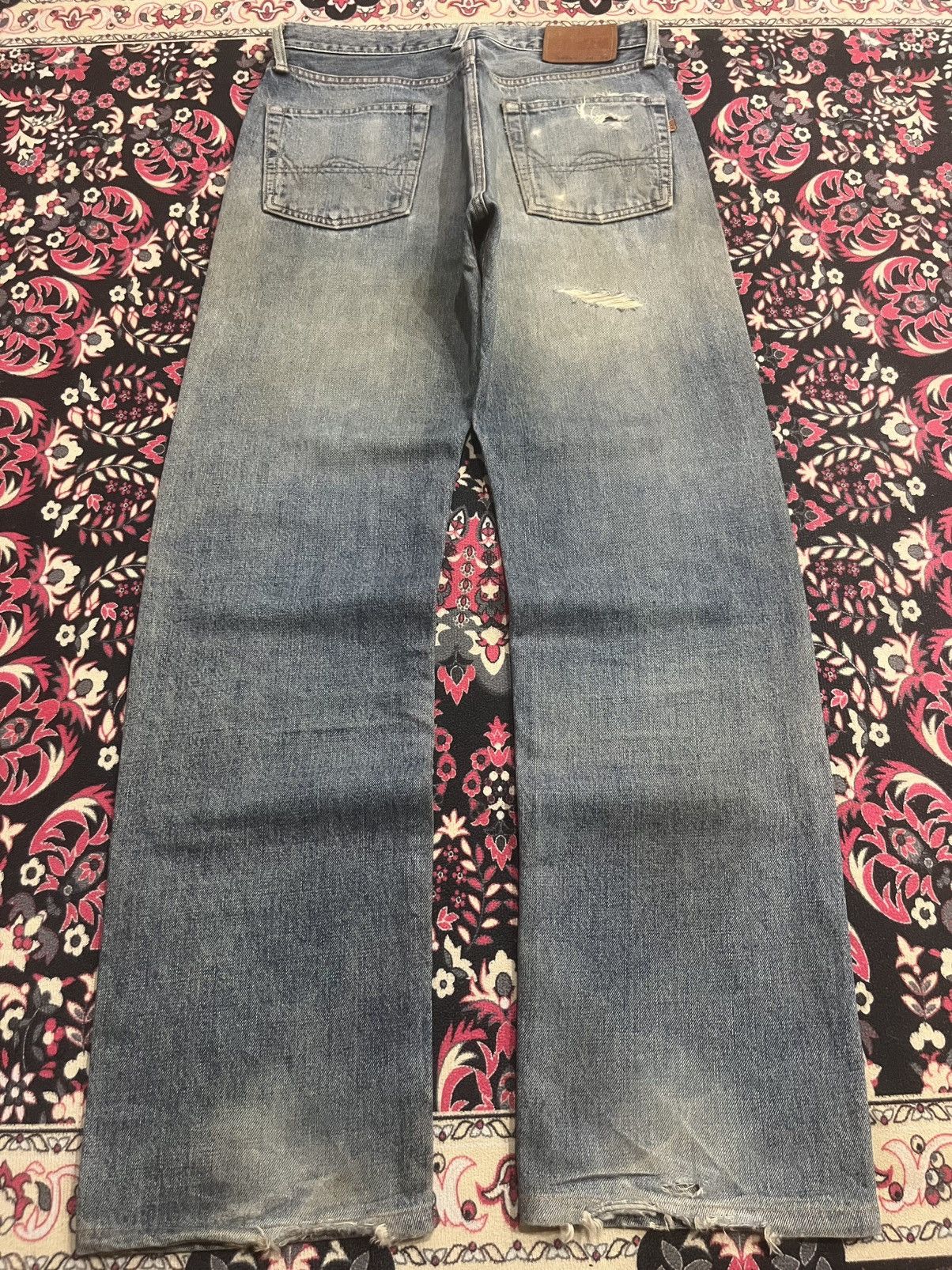 No Faith Studios Edwin 505XX Blue Faded Washed Distressed Selvedge Jeans Size US 29 - 2 Thumbnail