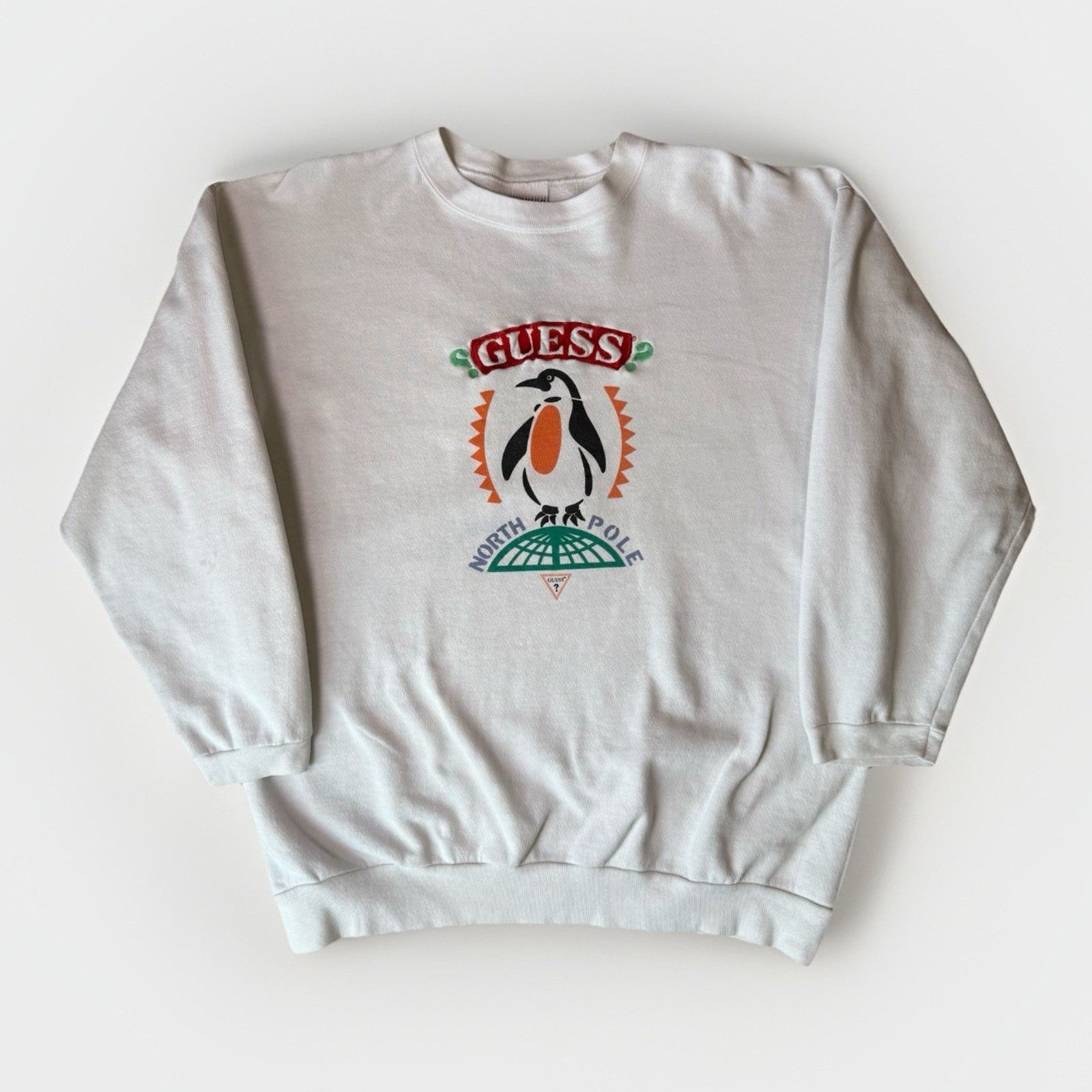 Guess Vintage Guess North Pole Sweatshirt White 90s Made in USA Size US L / EU 52-54 / 3 - 1 Thumbnail