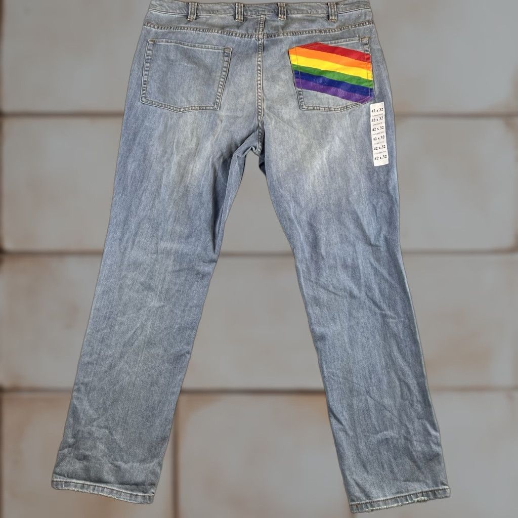 Vintage True Nation Jeans Mens 42x32 Blue Distressed Tapered Regular Jeans Distressed Men Blue 42 42x32 Zip Button Size US 42 / EU 58 - 1 Thumbnail