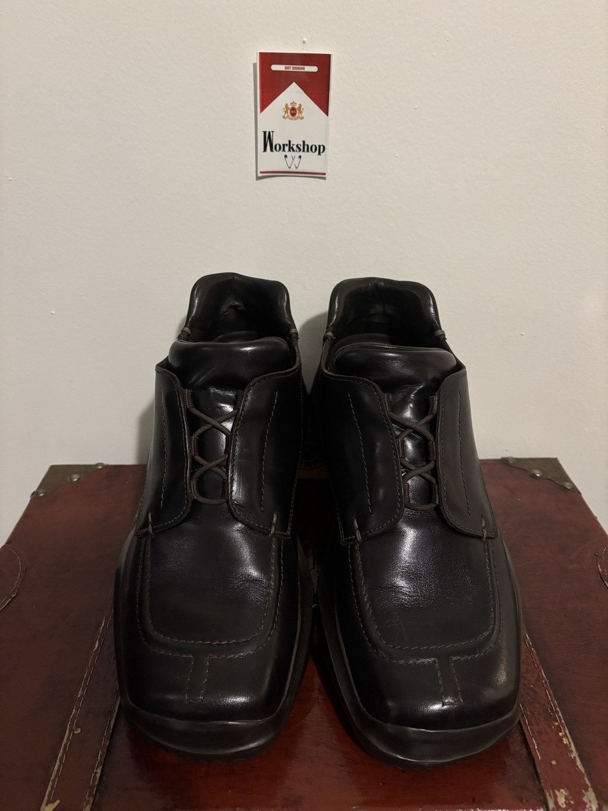 Prada Brown FW1999 Prada Square Toe Derby Vibram Sole Loafers Size US 9.5 / EU 42-43 - 6 Thumbnail