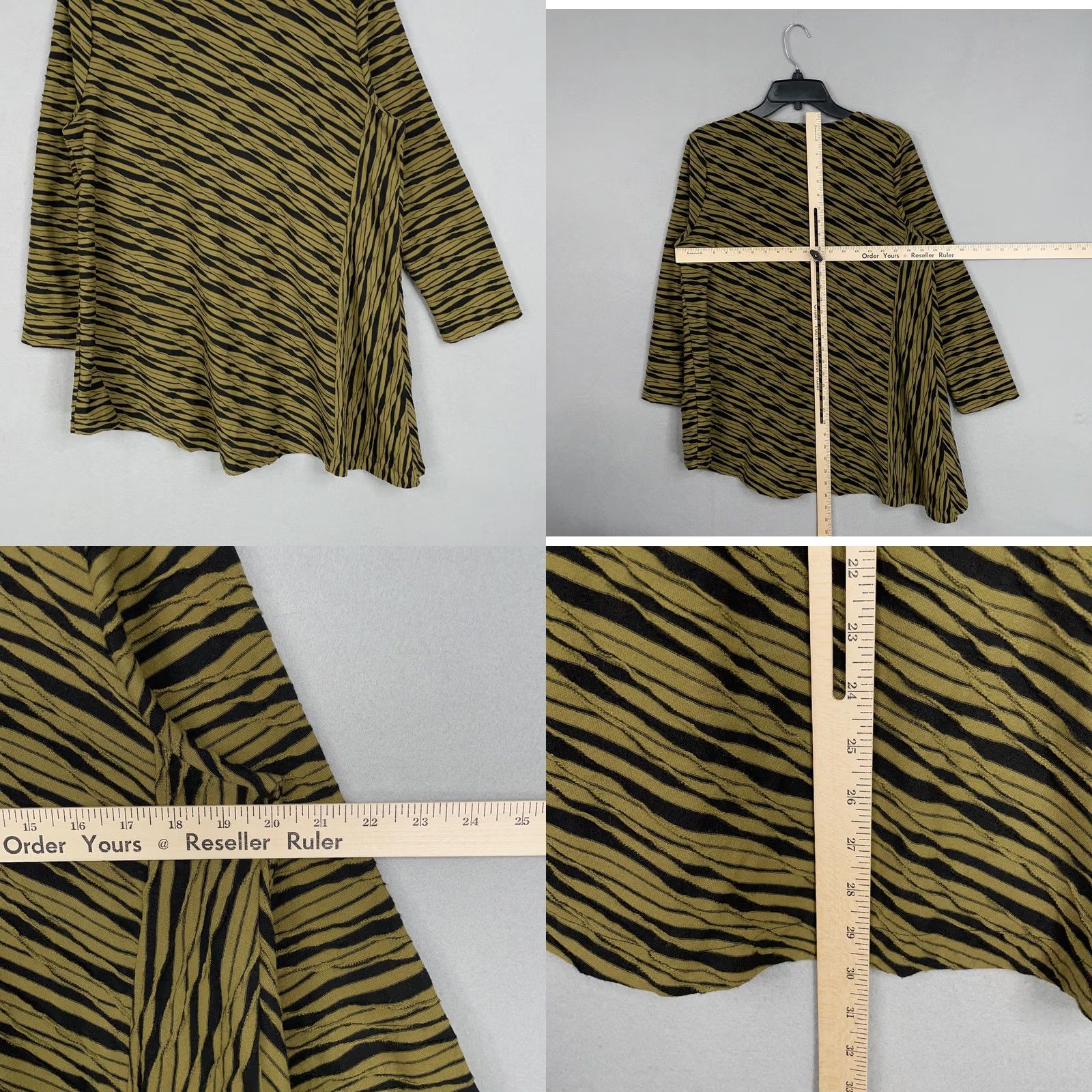 Habitat Habitat Tunic Shirt Womens Small Green Black Asymmetrical Hem Top Lagenlook Art Bohemian Shirt Size S / US 4 / IT 40 - 8 Thumbnail