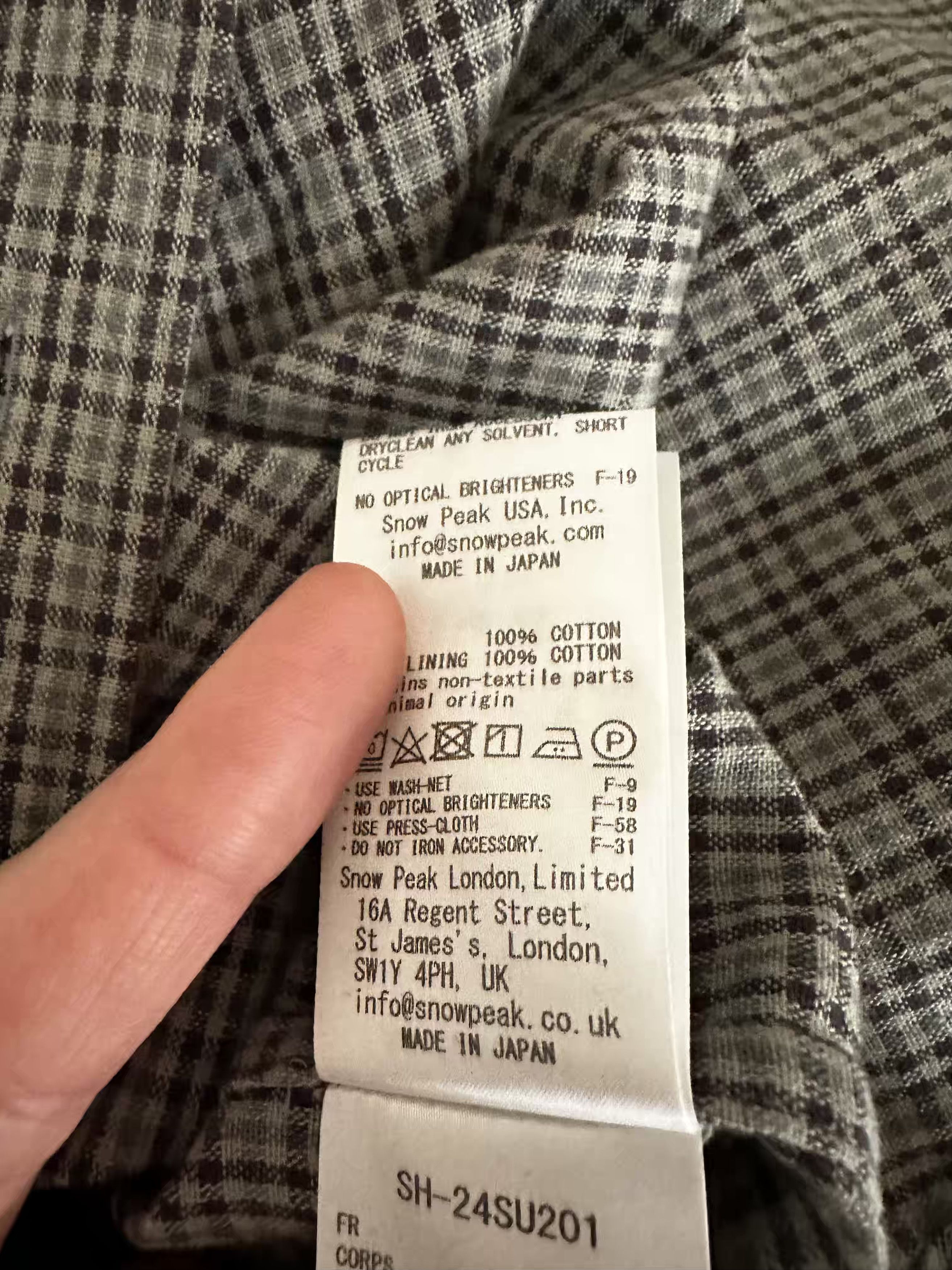 Snow Peak Niigata Made checked cotton shirt Size US XL / EU 56 / 4 - 6 Thumbnail