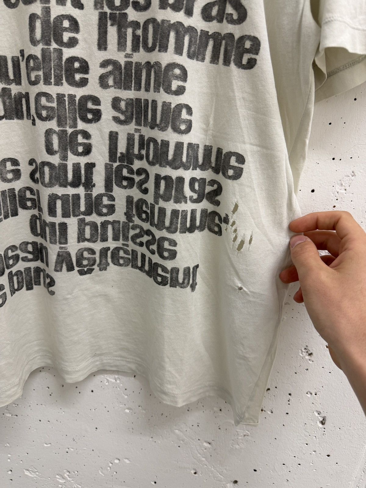 Saint Laurent Paris Saint Laurent Paris Poem Distressed T-Shirt Size US S / EU 44-46 / 1 - 5 Thumbnail