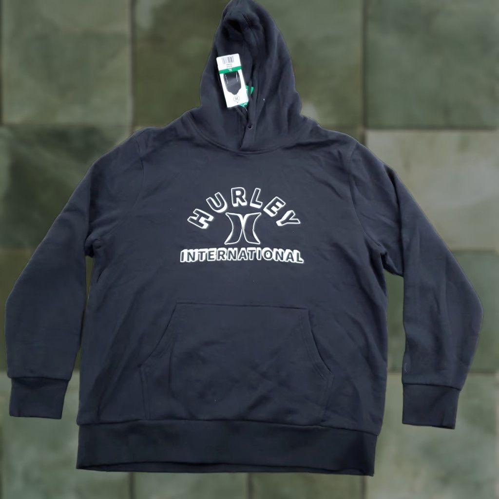 Hurley Hurley Hoodie Sweatshirt Mens XL Black Logo Pullover Fleece Hooded Pockets Graphic Print All Seasons Size US XL / EU 56 / 4 - 1 Thumbnail