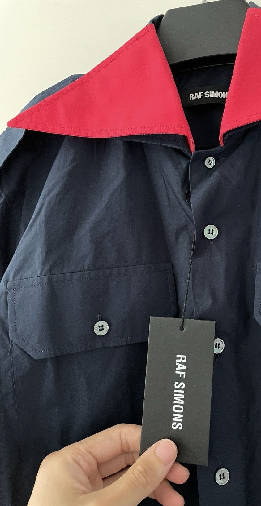 Raf Simons Raf Simons 2013 Fall Navy Red Colour Block Shirt Size US S / EU 44-46 / 1 - 2 Thumbnail