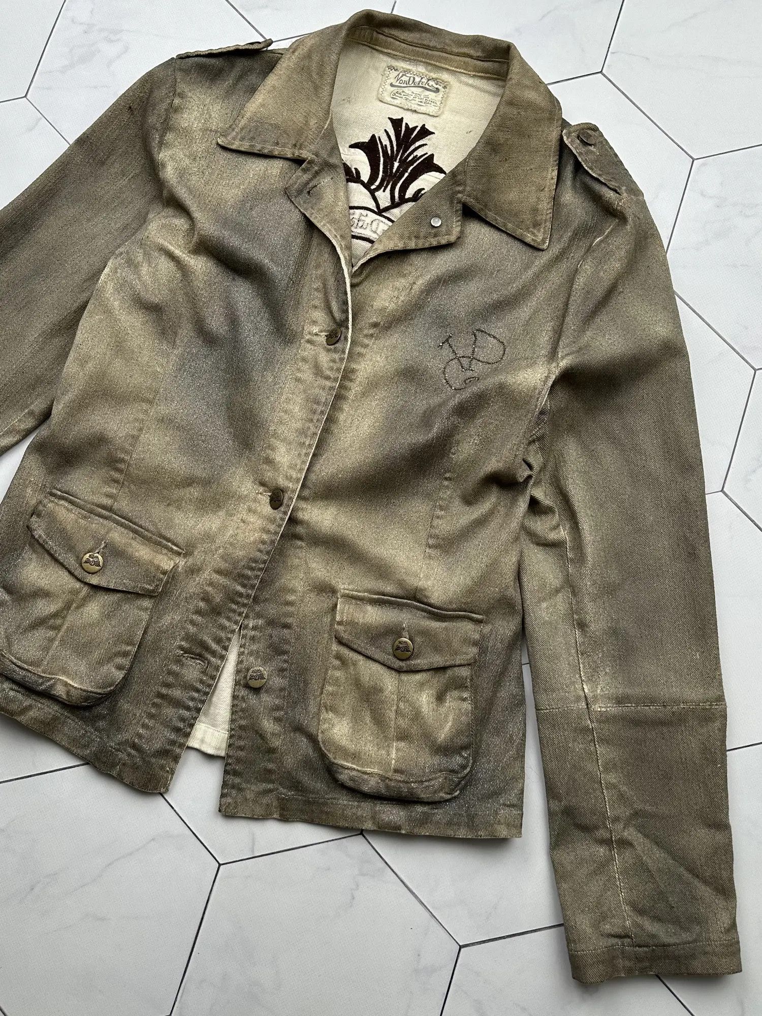 Von Dutch Von Dutch Faded Waxed Vintage Jacket (B38) Size M / US 6-8 / IT 42-44 - 3 Thumbnail