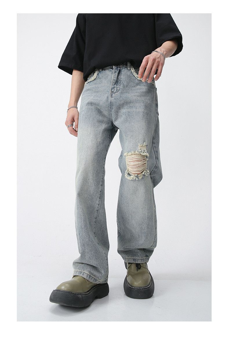 Japanese Brand × Jean Men's straight trendy ripped jeans Size US 32 / EU 48 - 2 Thumbnail