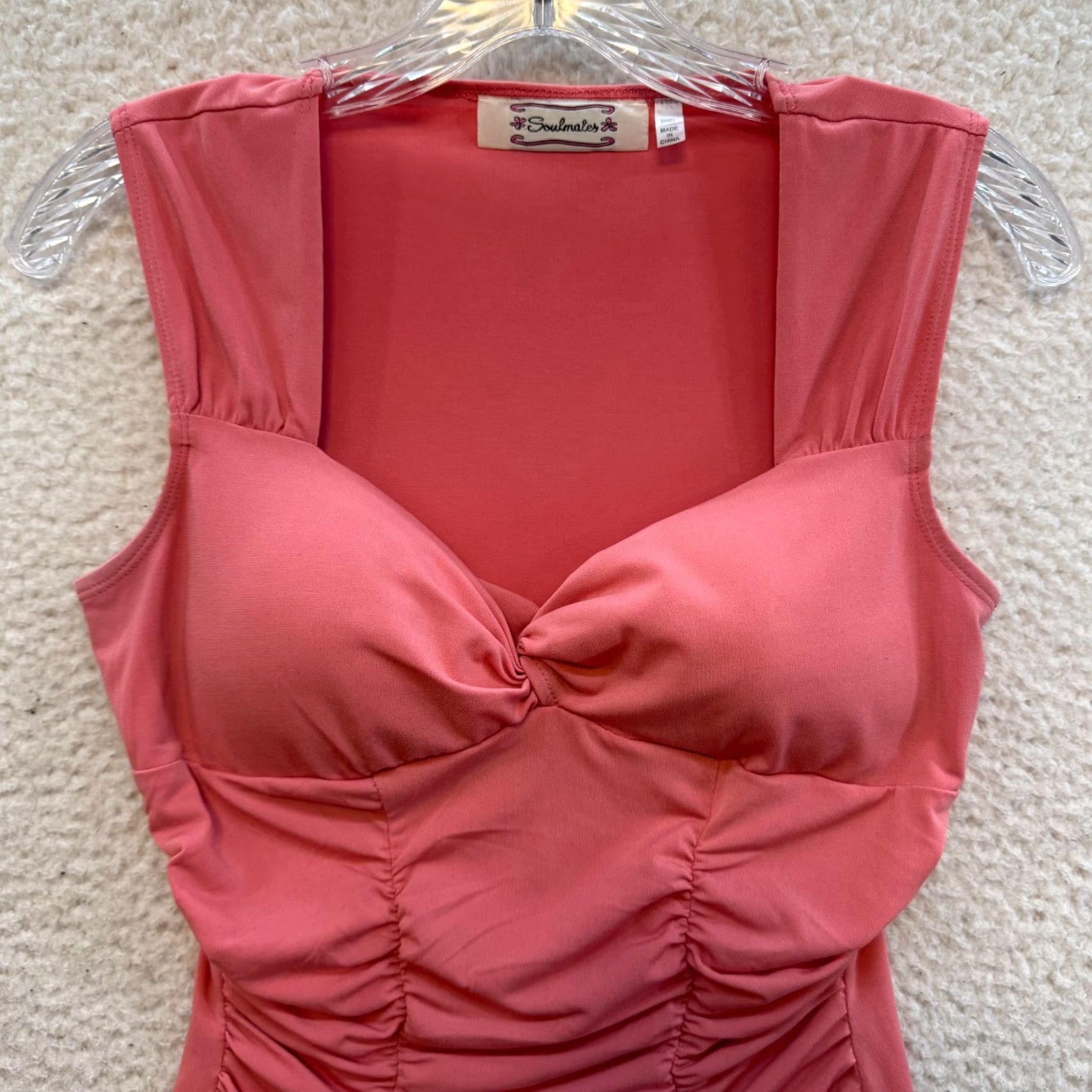 Pinko VINTAGE Soulmates Y2K Top Shirt S Pink Salmon Ruched Padded Boho Grunge Fairy Size S / US 4 / IT 40 - 3 Thumbnail