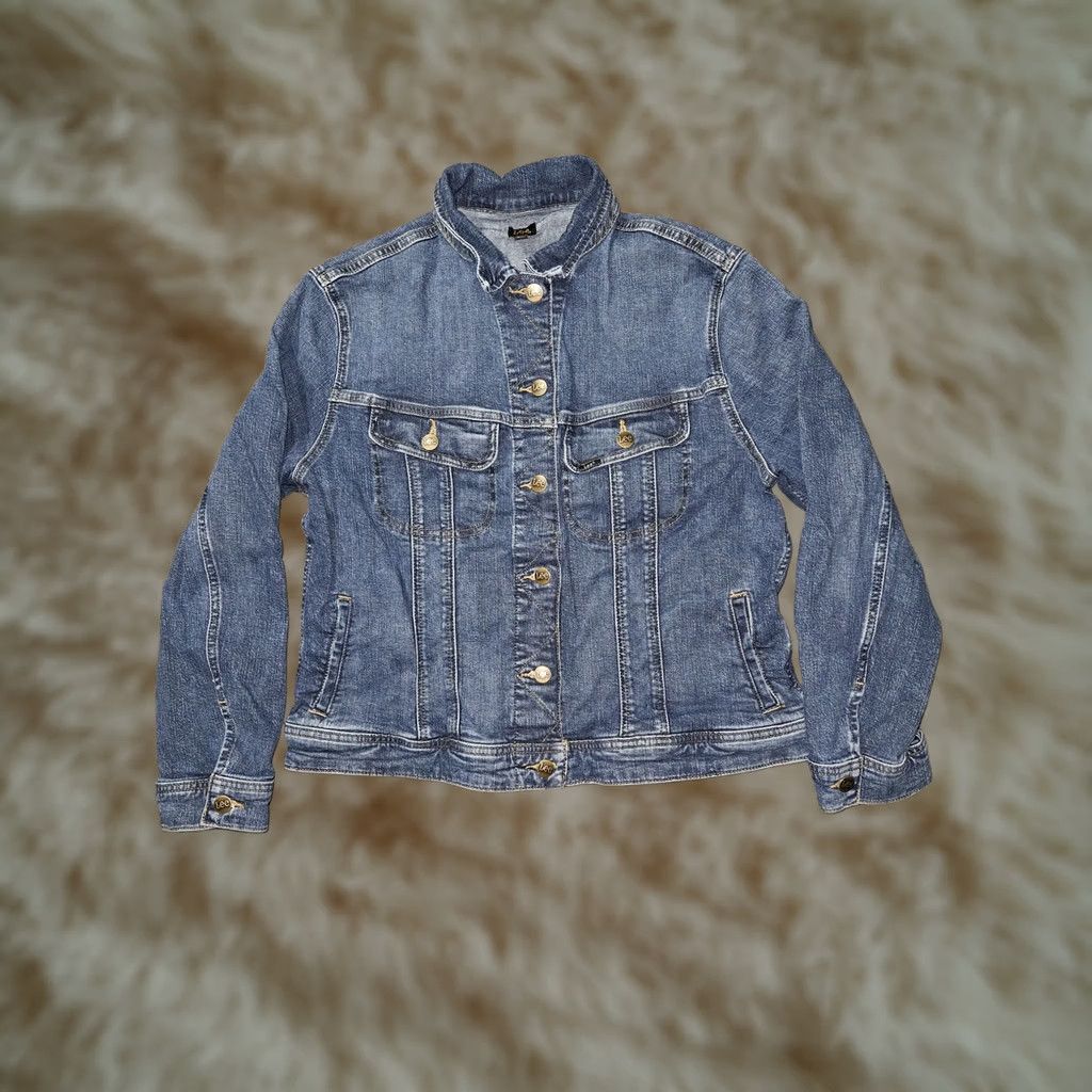 Lee Lee Jacket Womens XL Blue Denim Stretch Button Up Pockets Casual Classic Short Sleeve Long Sleeve 80s 90s Western Womens Size 40" / US 18 - 1 Thumbnail
