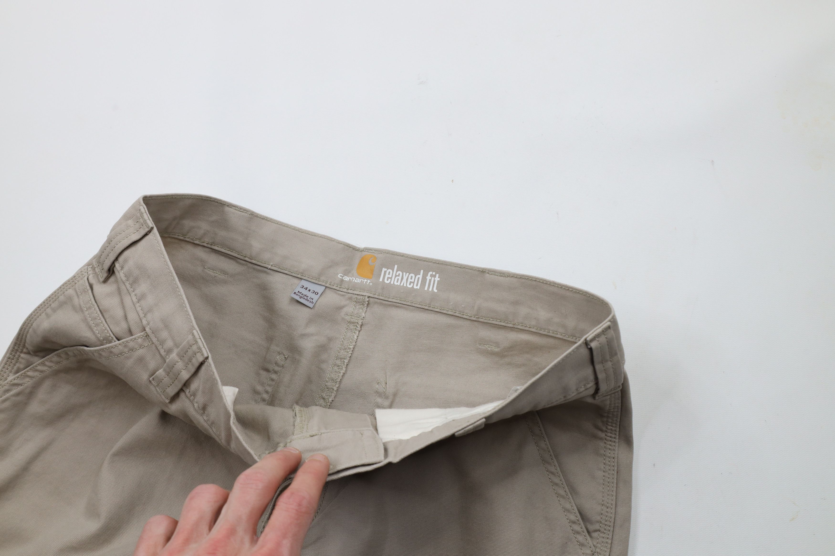 Carhartt × Vintage Vintage Carhartt Relaxed Wide Leg Dungaree Work Pants Beige Size US 34 / EU 50 - 7 Thumbnail