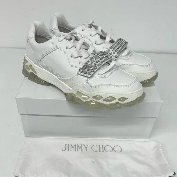 Jimmy Choo Jimmy Choo Men's White Diamond X Strap Low Sneakers - EU43 Size US 10 / EU 43 - 1 Thumbnail