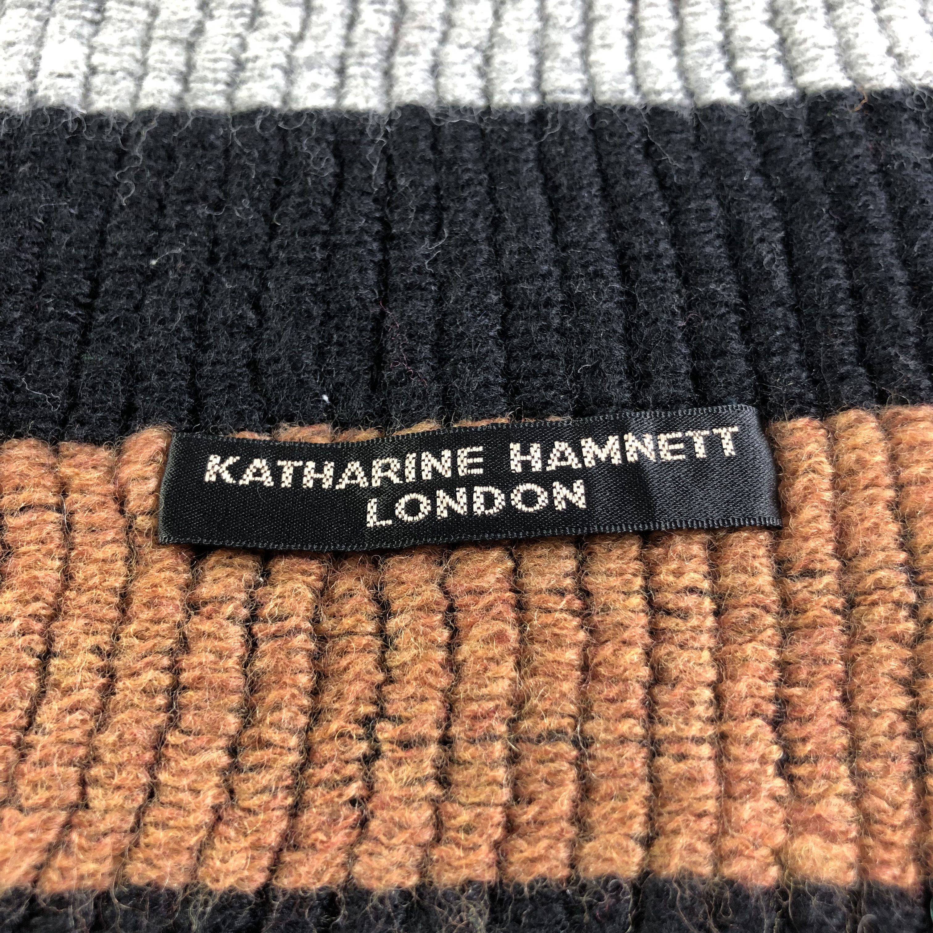 Katharine Hamnett London Katharine Hamnett London Striped Wool Scarf Muffler V2512 Size ONE SIZE - 4 Thumbnail