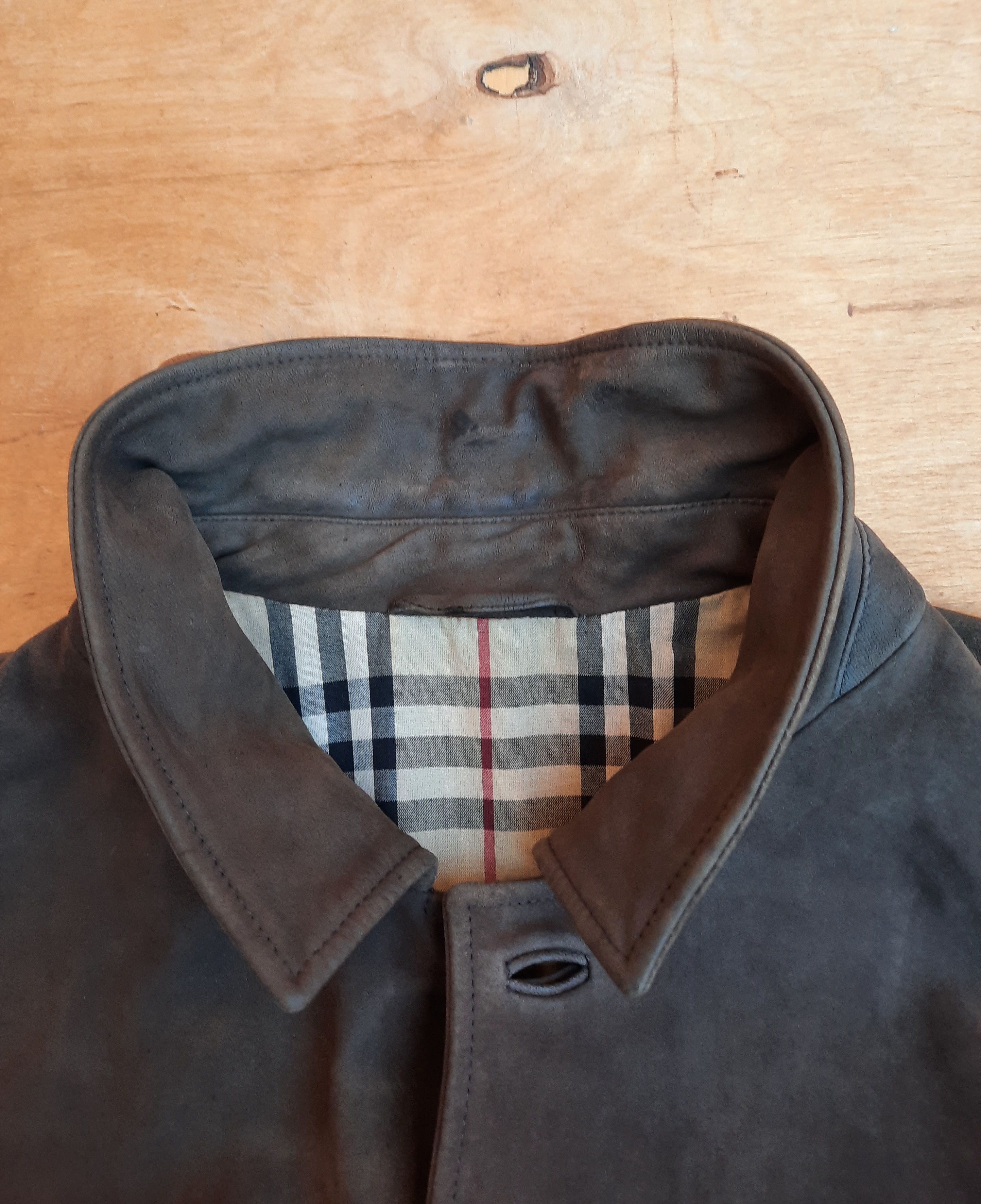 Burberry Burberry Vintage 90s Leather Jacket Classic Khaki Coat Size US L / EU 52-54 / 3 - 6 Thumbnail
